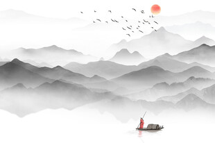 水墨山