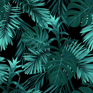数码印花 热带叶子