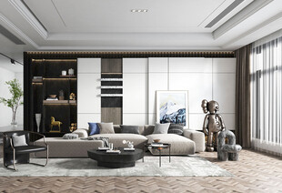 现代简约高级感新中式复古风客厅