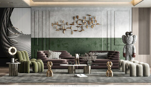 现代简约高级感新中式复古风客厅