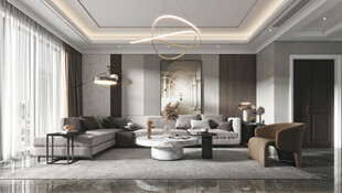 现代简约高级感新中式复古风客厅