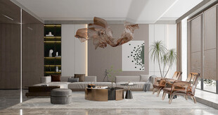 现代简约高级感新中式复古风客厅