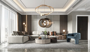 现代简约高级感新中式复古风客厅