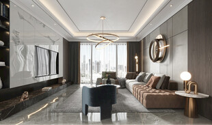 现代简约高级感新中式复古风客厅