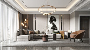 现代简约高级感新中式复古风客厅