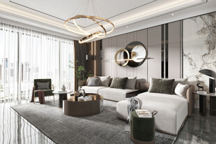现代简约高级感新中式复古风客厅