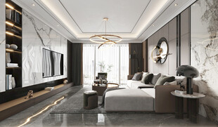 现代简约高级感新中式复古风客厅