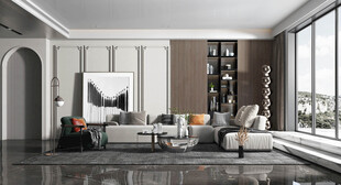 现代简约高级感新中式复古风客厅