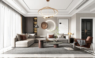 现代简约高级感新中式复古风客厅