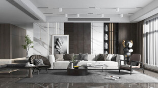 现代简约高级感新中式复古风客厅