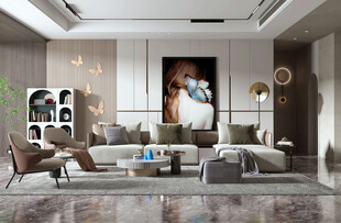 现代简约高级感新中式复古风客厅