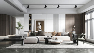 现代简约高级感新中式复古风客厅