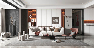 现代简约高级感新中式复古风客厅