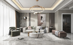 现代简约高级感新中式复古风客厅