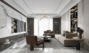 现代简约高级感新中式复古风客厅