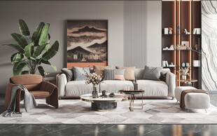 现代简约高级感新中式复古风客厅