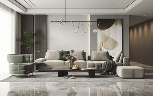 现代简约高级感新中式复古风客厅