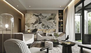 现代简约高级感新中式复古风客厅