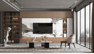 现代简约高级感新中式复古风客厅