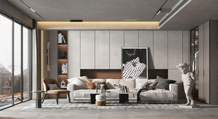 现代简约高级感新中式复古风客厅