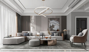 现代简约高级感新中式复古风客厅