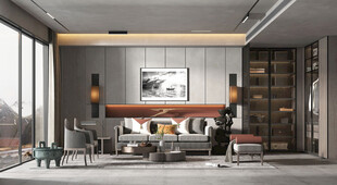 现代简约高级感新中式复古风客厅