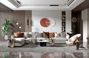 现代简约高级感新中式复古风客厅