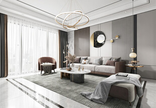 现代简约高级感新中式复古风客厅