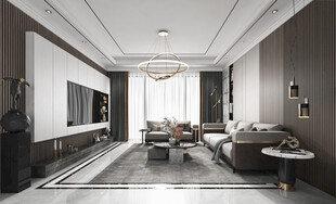 现代简约高级感新中式复古风客厅