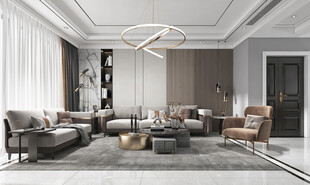 现代简约高级感新中式复古风客厅