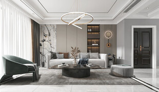 现代简约高级感新中式复古风客厅