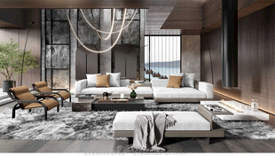 现代简约高级感新中式复古风客厅