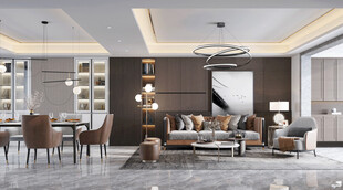 现代简约高级感新中式复古风客厅