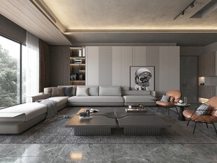 现代简约高级感新中式复古风客厅