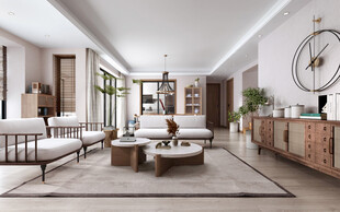 现代简约高级感新中式复古风客厅
