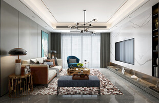 现代简约高级感新中式复古风客厅