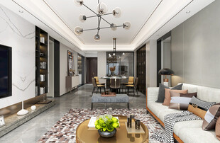 现代简约高级感新中式复古风客厅