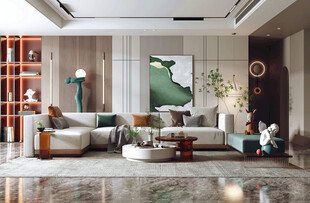 现代简约高级感新中式复古风客厅