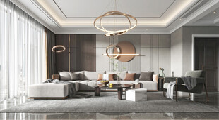 现代简约高级感新中式复古风客厅