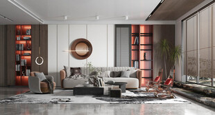 现代简约高级感新中式复古风客厅