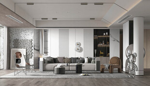 现代简约高级感新中式复古风客厅