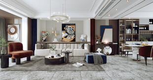 现代简约高级感新中式复古风客厅