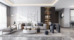 现代简约高级感新中式复古风客厅