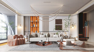 现代简约高级感新中式复古风客厅