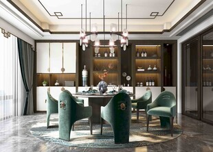 新中式家居装修复古风餐厅餐边柜