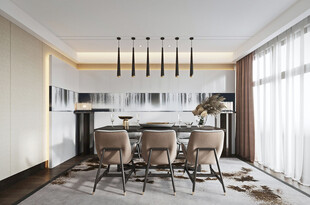 新中式家居装修复古风餐厅餐边柜