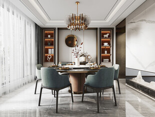 新中式家居装修复古风餐厅餐边柜