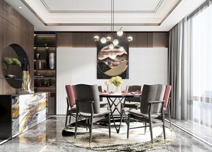 新中式家居装修复古风餐厅餐边柜