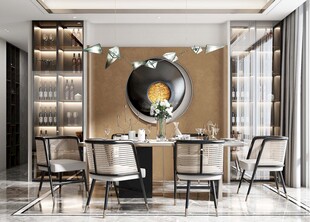 新中式家居装修复古风餐厅餐边柜