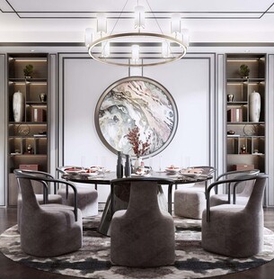 新中式家居装修复古风餐厅餐边柜